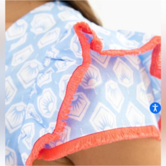 Persifor Clare Dress Flutter Sleeve Shift Sunrise in Crystal Blue Cotton Small - Picture 5 of 12